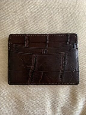 Deep Brown Genuine Matte Genuine Alligator 5 Pocket Credit Business Card Case